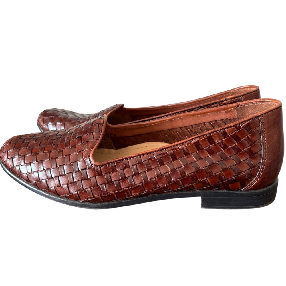 SOLD .. Women’s Trotters Slip On Loafer Flats Brown Woven Leather Sz 8M - Picture 4 of 8